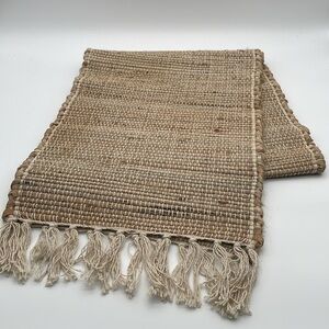 Woven Tan Table Runner with Fringe
